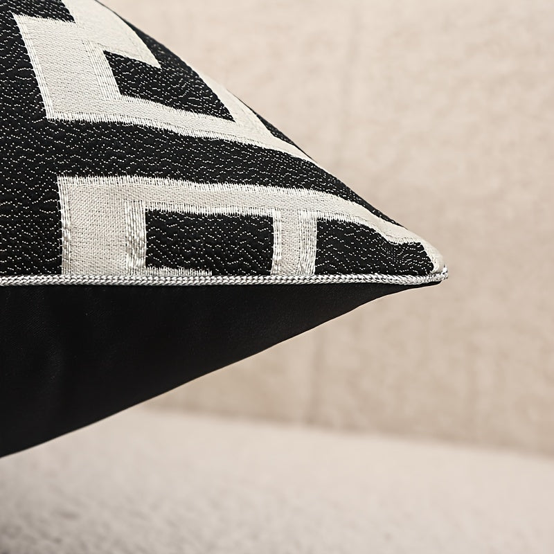 2-Piece Set of Geometric Jacquard Pillow Covers with Hidden Zipper – Stylish Cushion Cases for Your Home