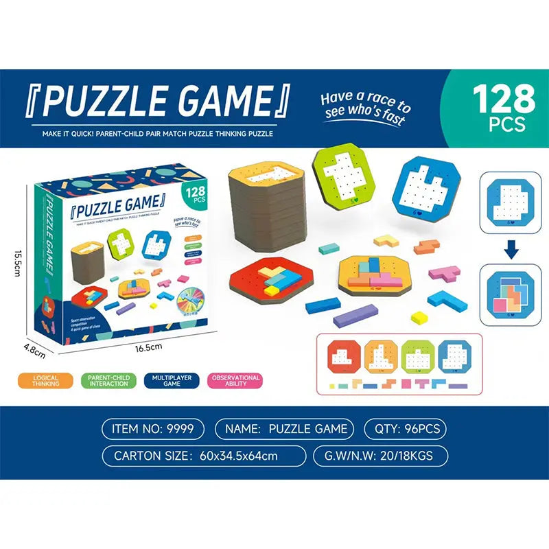 Imaginative logic game with 108 colorful building blocks and 20 challenges