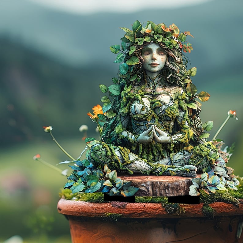 Enchanting garden stake with nature motif made of acrylic