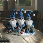 Skandinavischer Weihnachtszwerg aus Acryl | 18 cm Tischfigur | Set mit 3 blauen Wichteln für festliche Dekoration