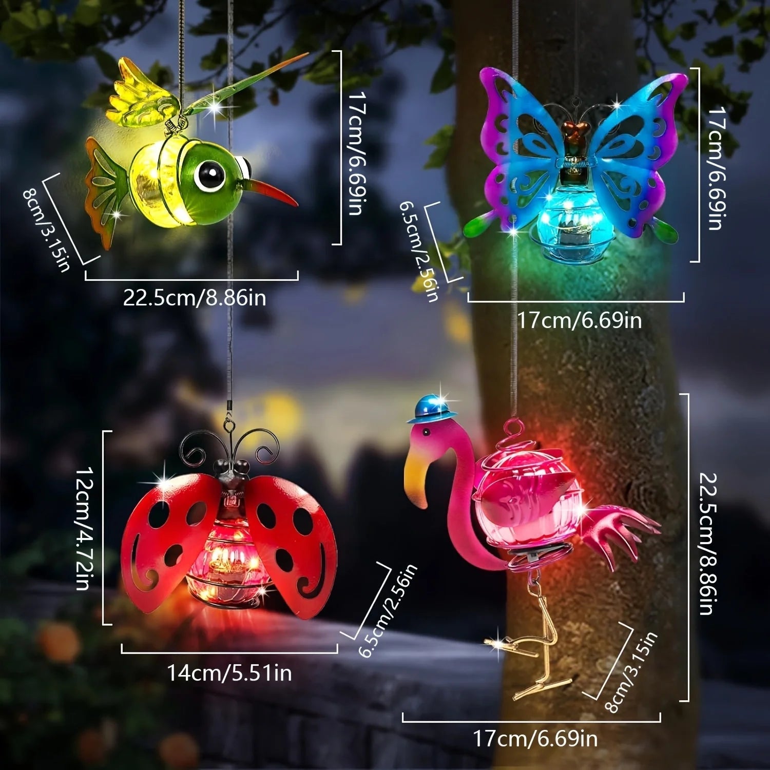 Solar Hanging Garden Lights | Outdoor Colored LED Decor | Animal Designs for a Vibrant Atmosphere