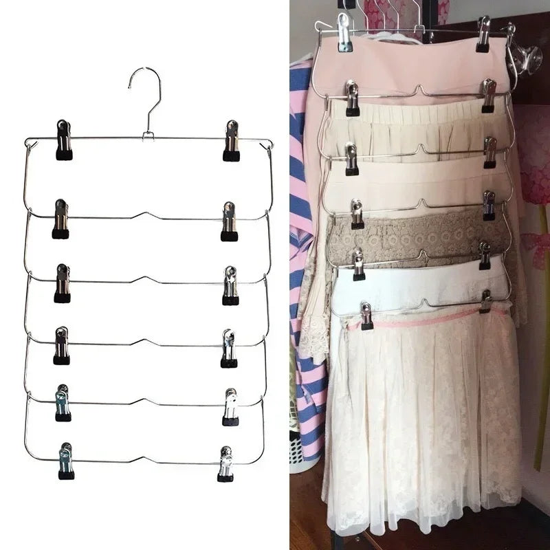 Platzsparender Hosenorganizer aus Edelstahl mit 12 Clips