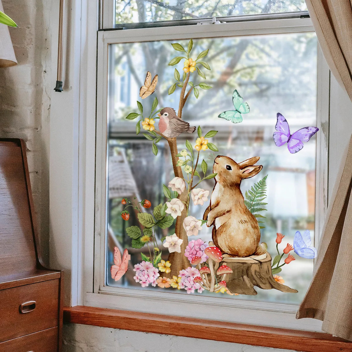 Farbenfrohe Fensterdekoration für Ostern | Fröhliche Hasen & Eier