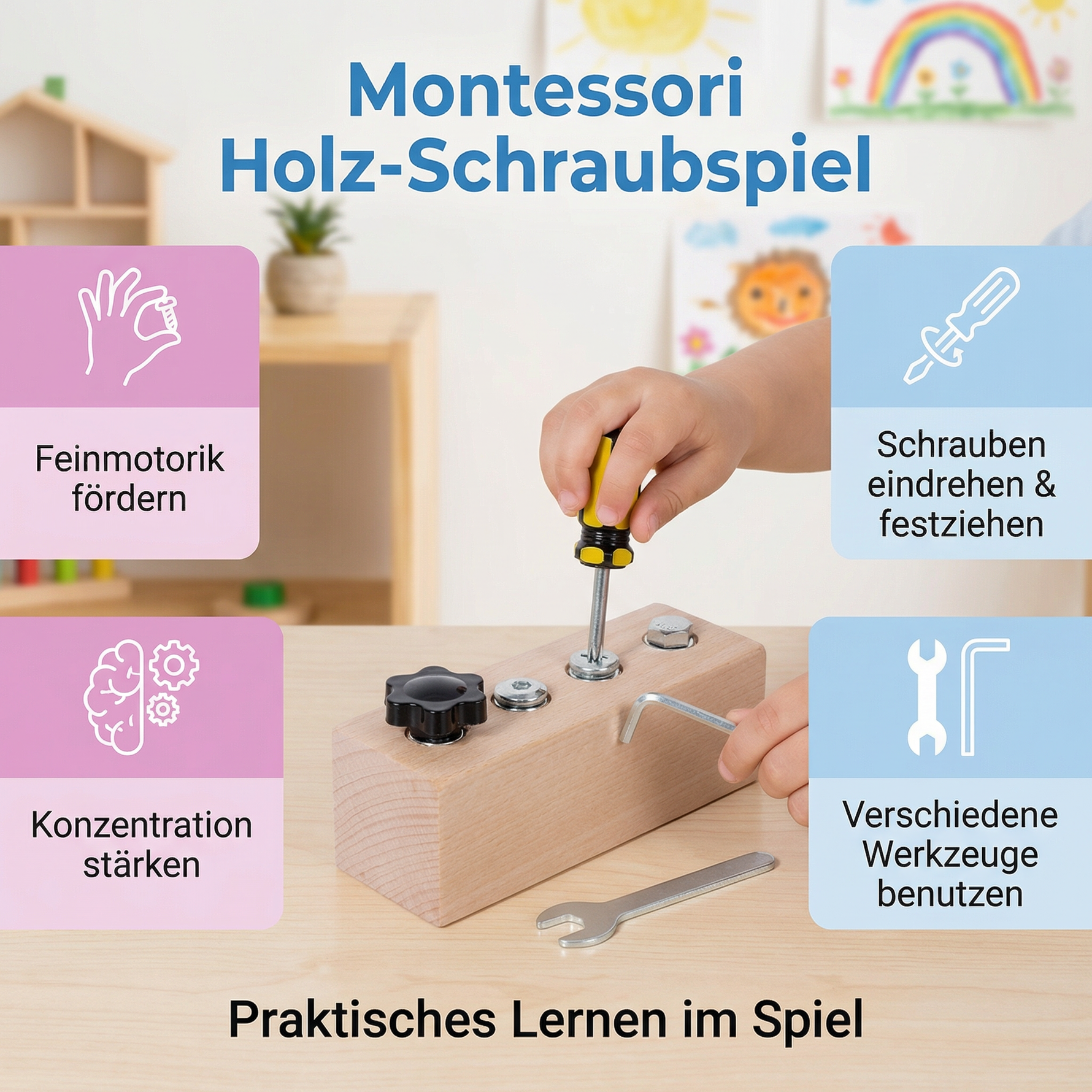Wooden Screw Toy based on Montessori – Promoting Concentration and Fine Motor Skills in Children