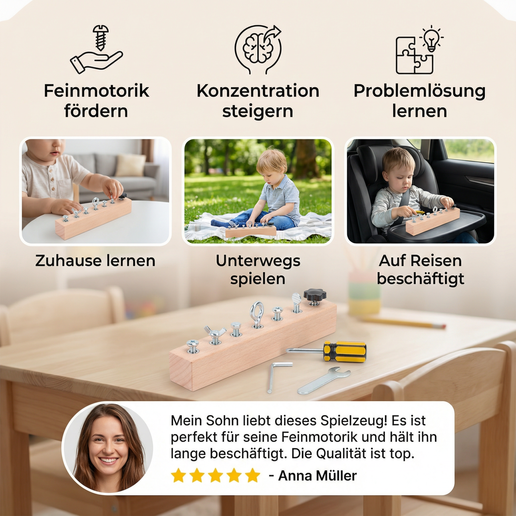 Wooden Screw Toy based on Montessori – Promoting Concentration and Fine Motor Skills in Children