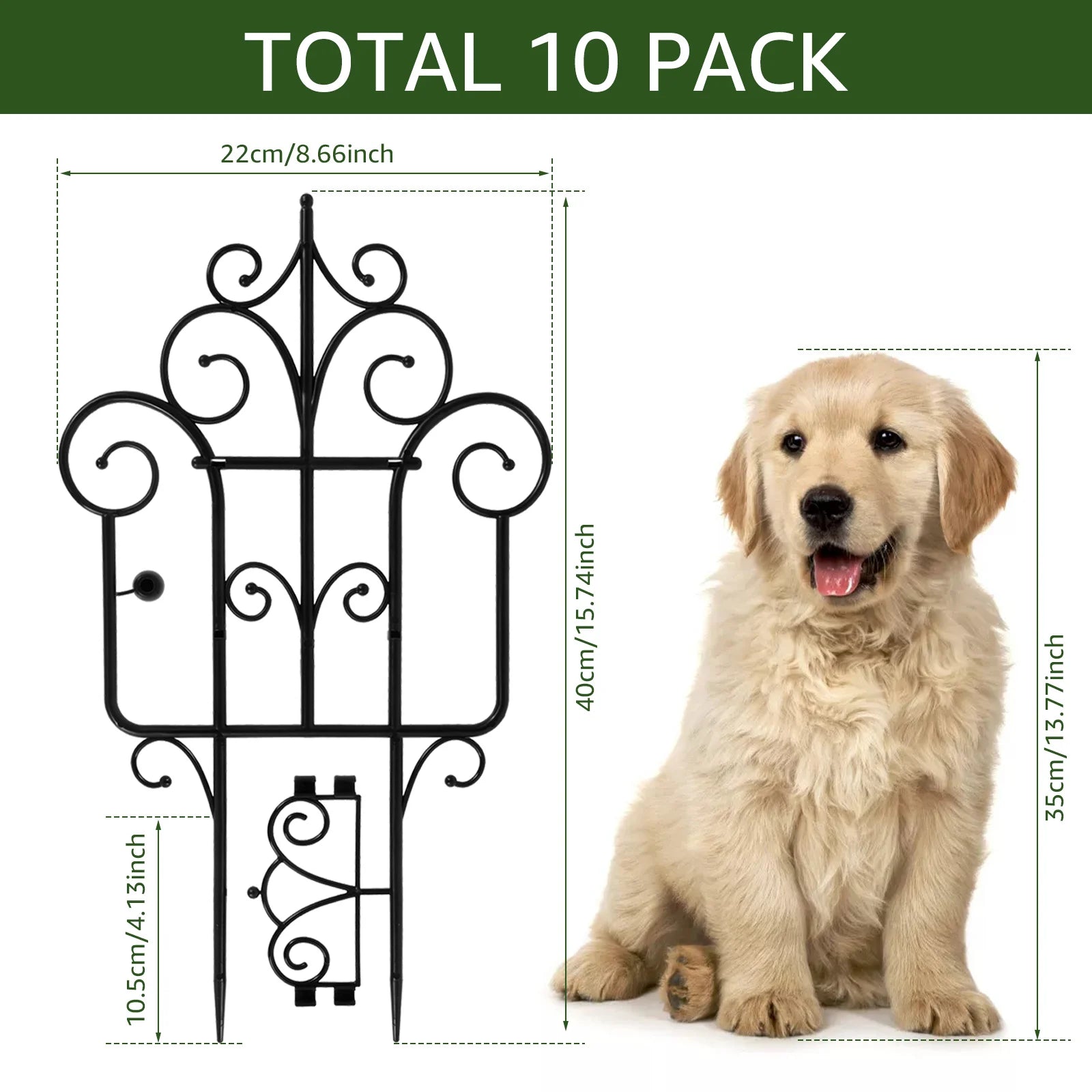 SmartGarden Faltbarer Kunststoff Gartenzaun | 40 cm Höhe | 10er-Pack