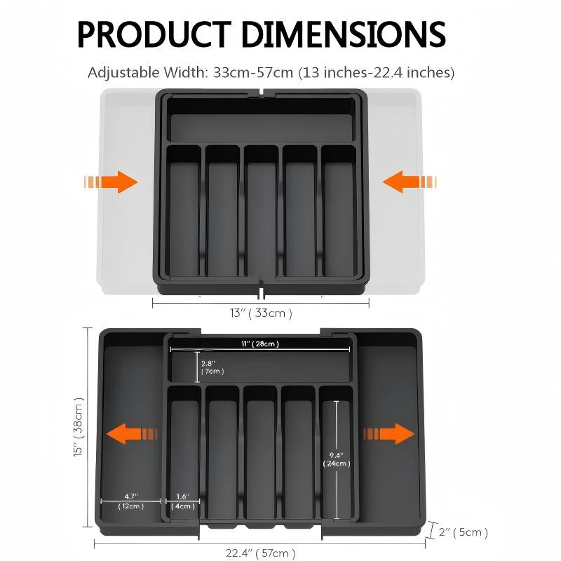 Adjustable Cutlery Drawer Organizer – 33–57 cm