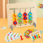 Montessori-style wooden toy for assigning colour patterns