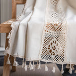 Beige Lichtfilter Gardinen-Set mit Ausschnitten und Splicing