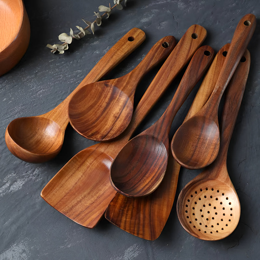 Natural Wooden Kitchen Utensil Set for Your Cooking Experience