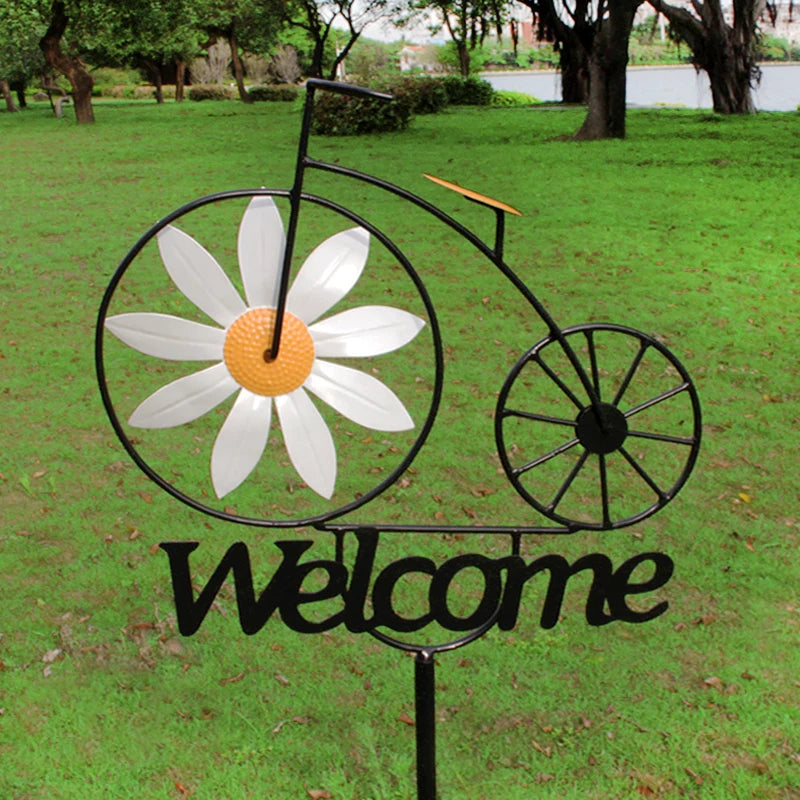 Stainless Steel Garden Wind Spinner with Flower Motif | Weatherproof | Garden and Lawn Decoration
