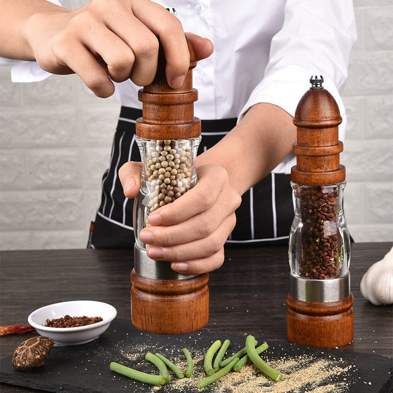 Adjustable Wooden Grinder – Salt and Pepper Mill Set