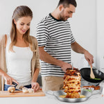 Edelstahl Vertikaler Grillspieß | Perfekter Fleischhalter mit Tropfschale | Set mit 3 Spießen (20–30 cm)