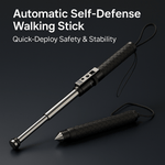 Stability-supporting cane for automatic self-defense