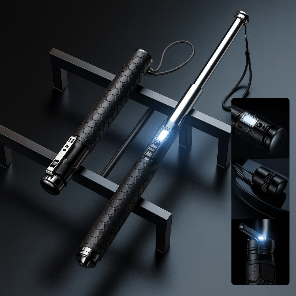 Stability-supporting cane for automatic self-defense