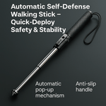 Stability-supporting cane for automatic self-defense