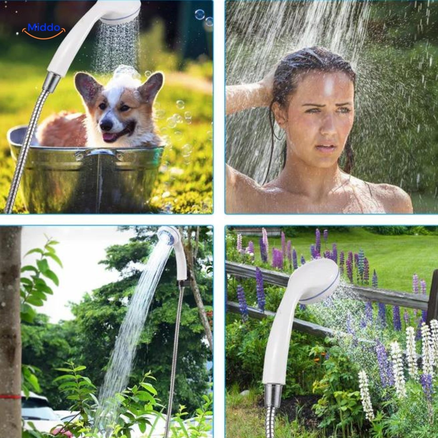 AquaGlide Tragbare Dusche | Wiederaufladbare Dusche für drinnen und draußen