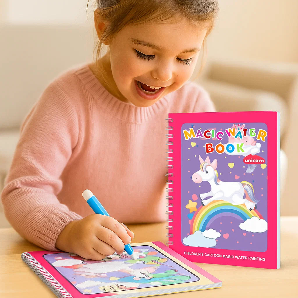 Selbstlösliches Wasser-Malbuch-Set für Kinder mit Pinsel (6 Stück)