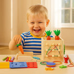 Montessori Learning Toy Wooden Cube with 6-in-1 Shapes and Figures
