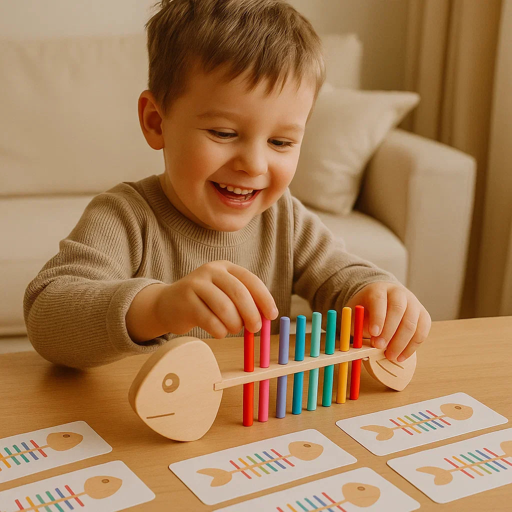 Color Sorting Game for Kids in Montessori Herringbone Design