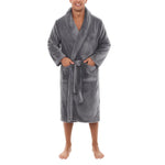 Wärmender Fleece-Bademantel mit schickem Kragen und Taschen