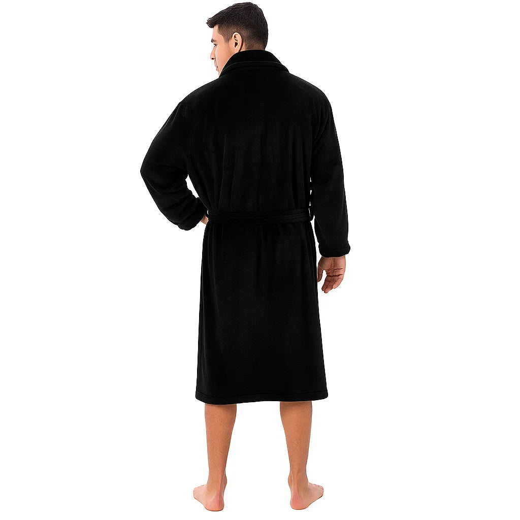 Wärmender Fleece-Bademantel mit schickem Kragen und Taschen