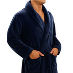 Wärmender Fleece-Bademantel mit schickem Kragen und Taschen