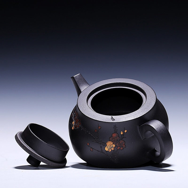 Handgefertigte Teekanne aus lila Ton - Elegantes Teeset
