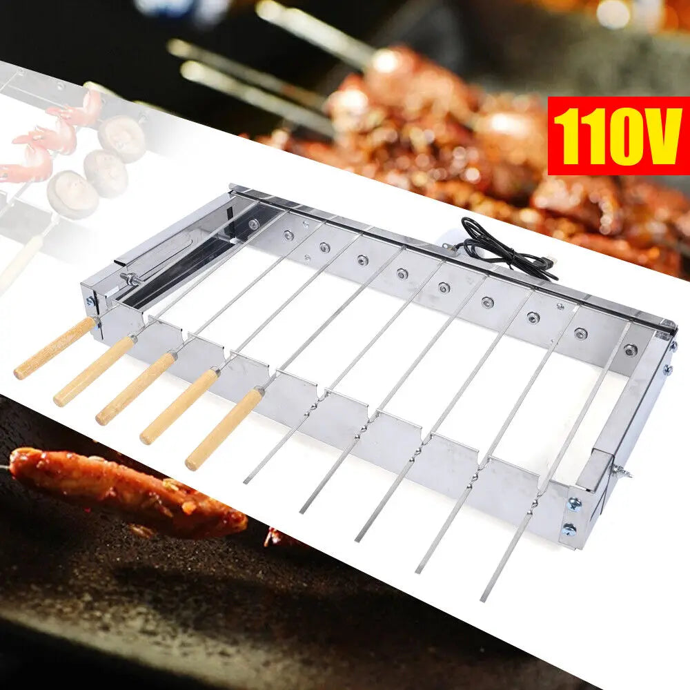 Stainless Steel Grill Rotisserie Set with Automatic Rotation Function