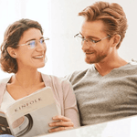 Lightweight titanium reading glasses with progressive lenses