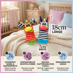 Plush socks and bracelet for babies with sensory elements
