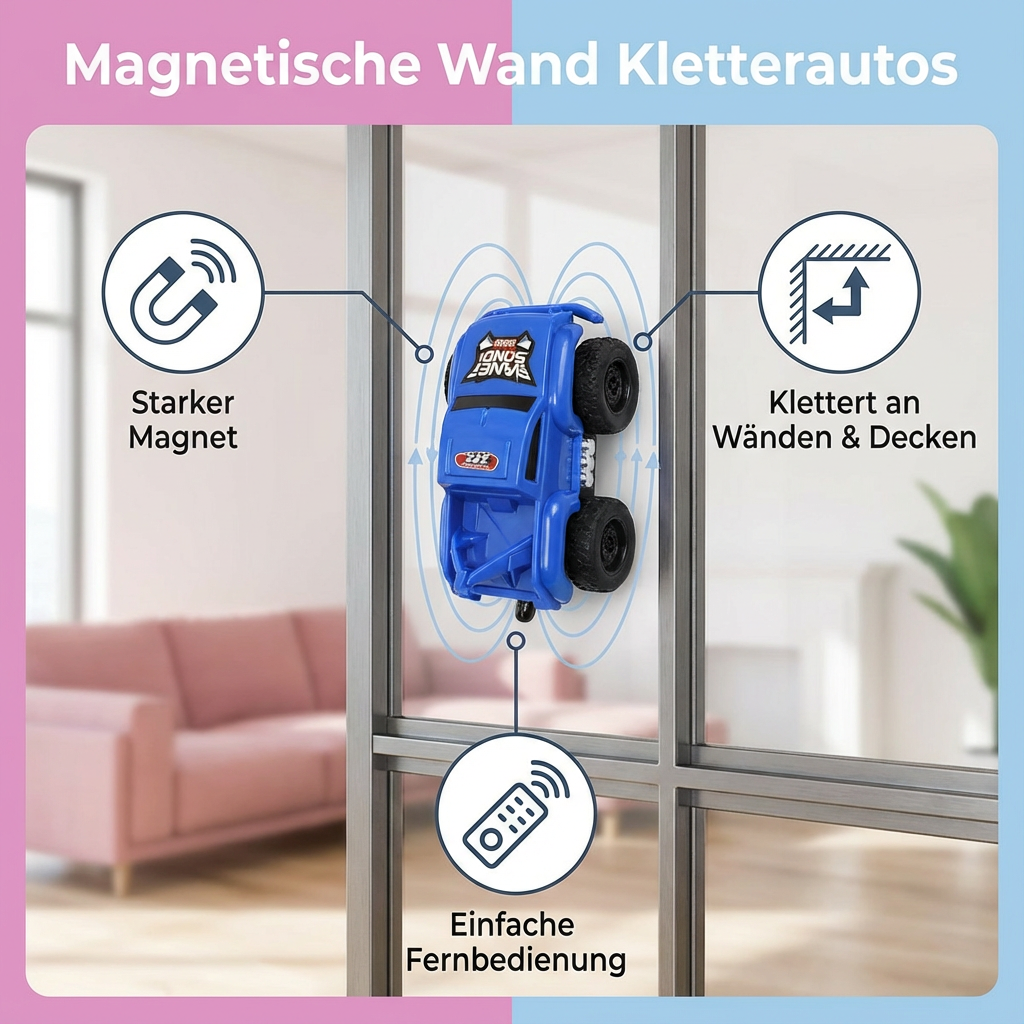 Climbing cars with magnetic wall function