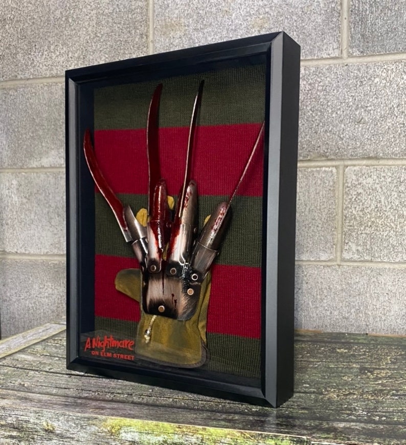 Horrifying Freddy Krueger Glove and Jumper in a Shadow Box