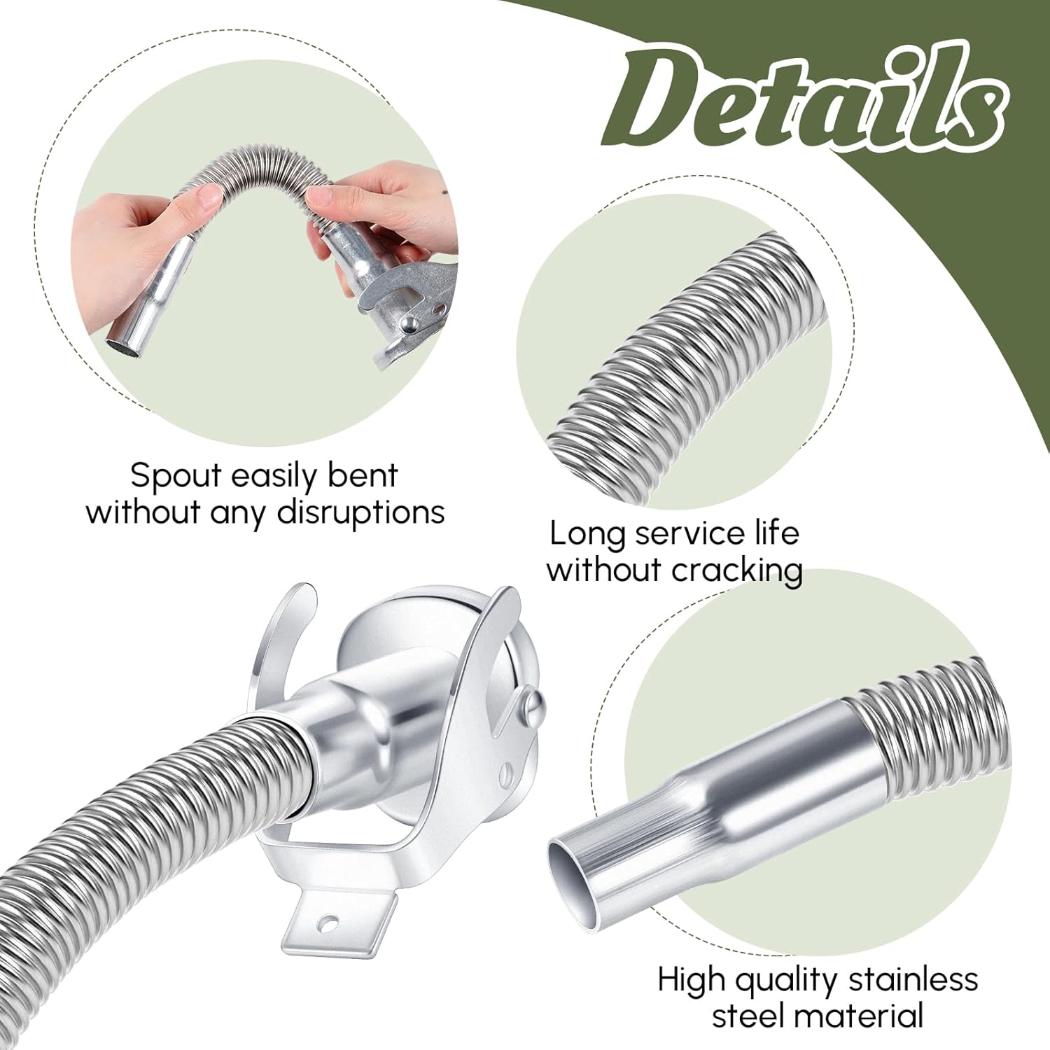 Stainless steel fuel outlet for efficient refilling