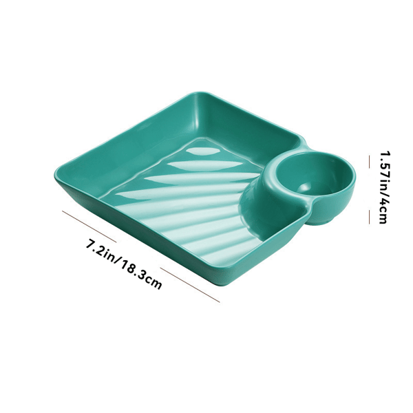 Practical serving platter with integrated dip section