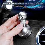 Metallic skull-design start button cover with rhinestones