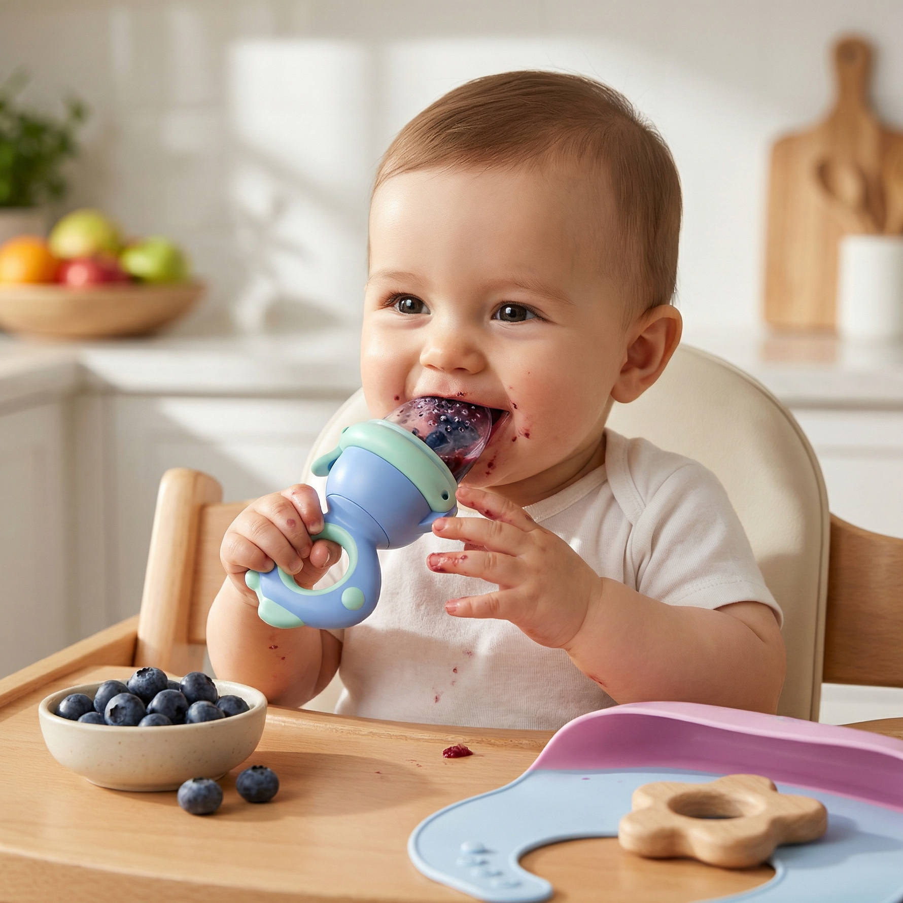 Fruit Nibbler for Babies – Silicone Teether with Squeeze Function