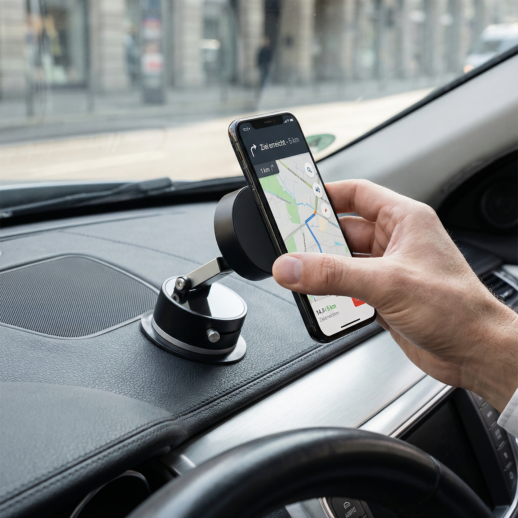 Kompakter, doppelseitiger Smartphone-Halter mit Vakuum-Magnet
