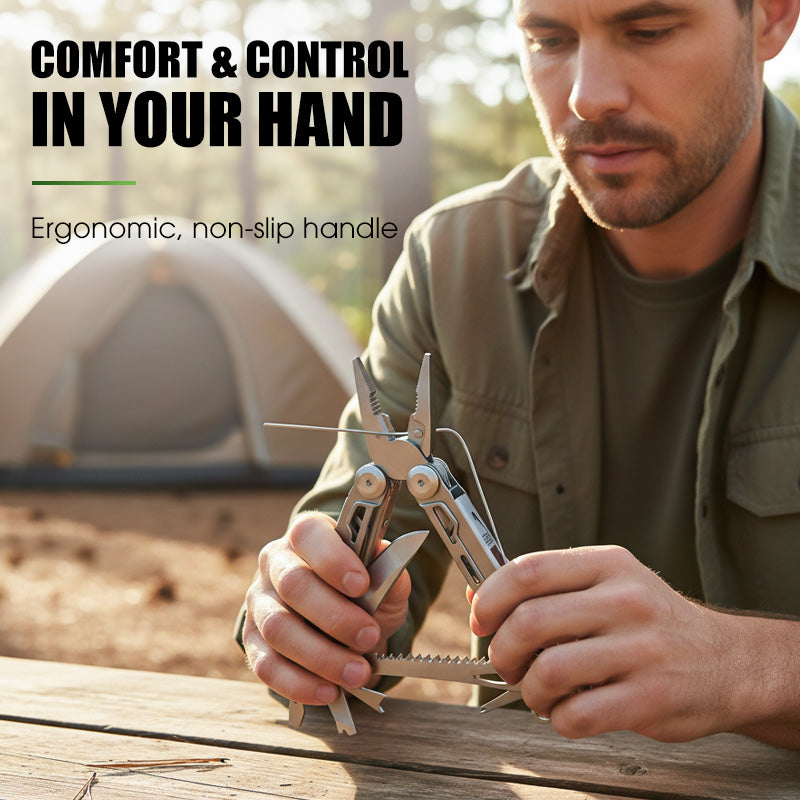 Vielseitiges 12-in-1 Klapp-Multitool mit Zangenfunktion – Edelstahl