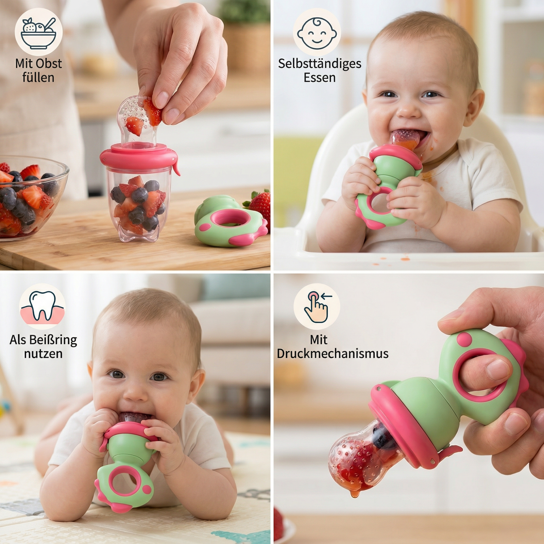 Fruit Nibbler for Babies – Silicone Teether with Squeeze Function