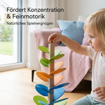 Wooden Tower with Rainbow Marbles in Montessori Style