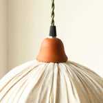 Minimalist Scandinavian LED Pendant Light with Beige Fabric Shade for Living Room and Dining Room, Height-Adjustable