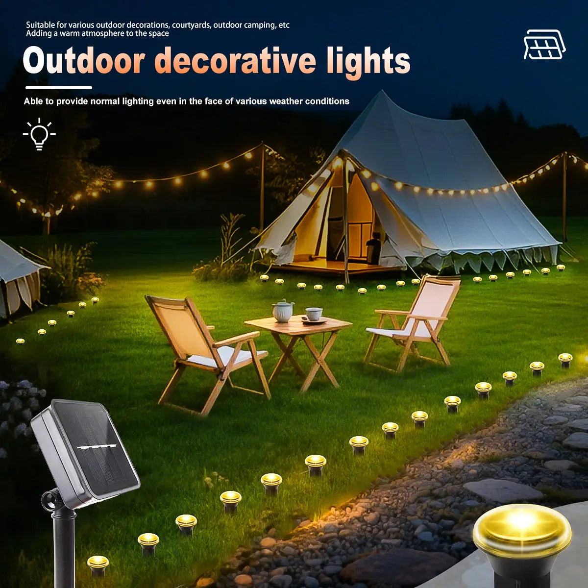 Solar-powered LED Garden Lighting with 15/30 Lights | 8 Lighting Modes | IP65 Weatherproof