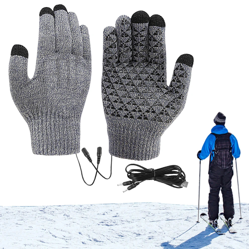 Wärmeschutz Handschuhe | Wiederaufladbar per USB | Touchscreen-freundlich & Rutschfest | Thermo-Winterhandschuhe für Outdoor-Aktivitäten