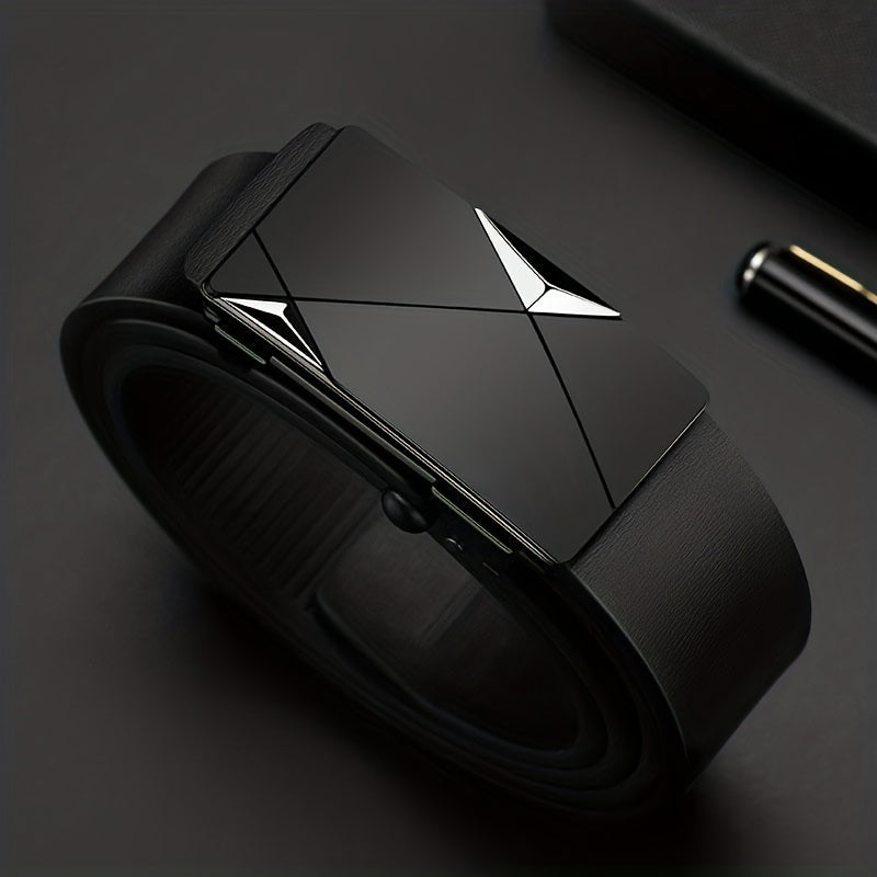 Elegant Leather Belt for Men with Automatic Buckle – Versatile and Stylish