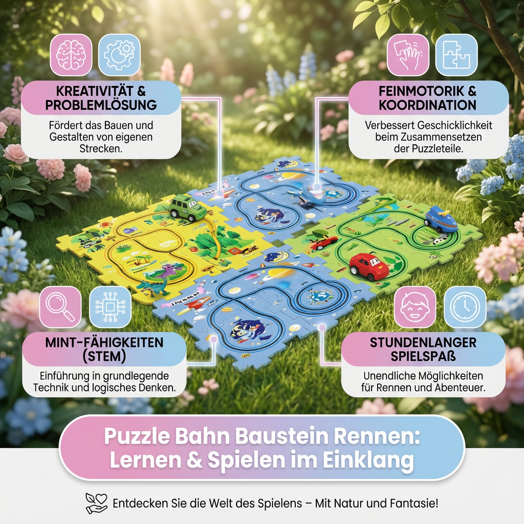 Race Track Puzzle with Building Blocks for Children