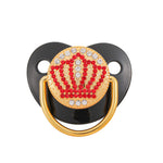 Luxury Design Pacifier with Rhinestones and Crown Details – Gold