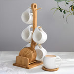 Ceramic Coffee Cup Set with Saucer and Stand – Decorative for Home and Cafe