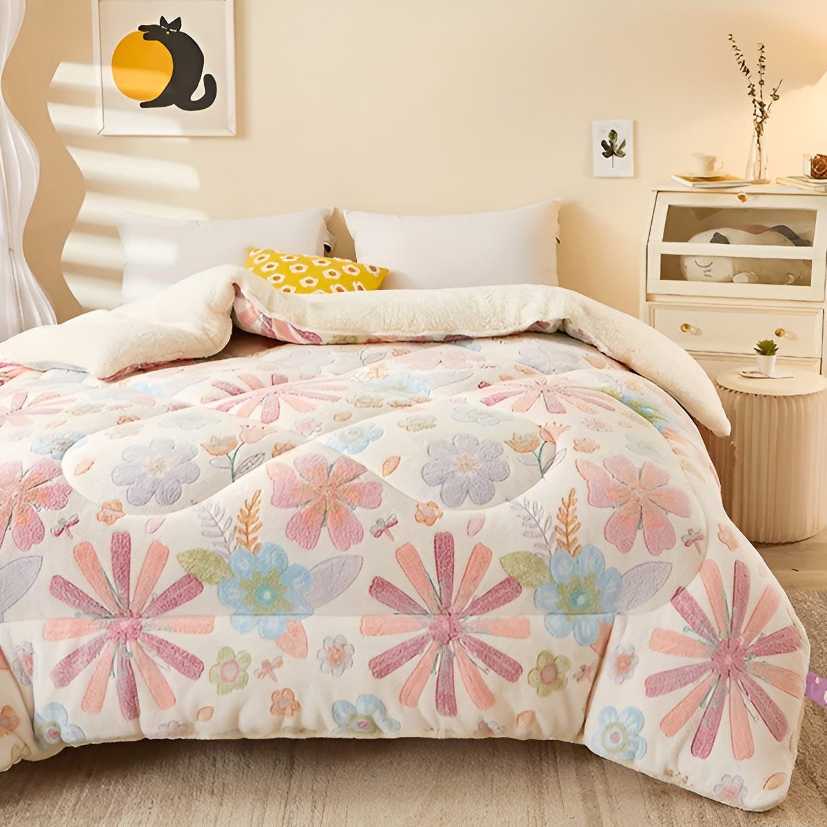 Schlafkomfort Decke Blütenzauber | Weich & Pflegeleicht | Elegantes Design