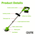 GrünPro Akku Garten-Trimmer | Kabellose Flexibilität | Mit Vielseitigen Klingen